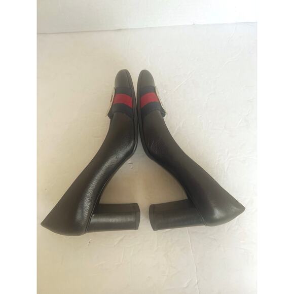 Gucci Dark Brown Calf Leather Gold GG Logo Block Heel Slip On Pumps Sz 7C - Picture 7 of 14